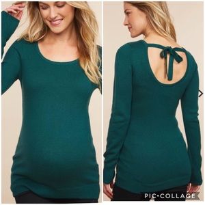 Motherhood Maternity Teal Tie Back Sweater S